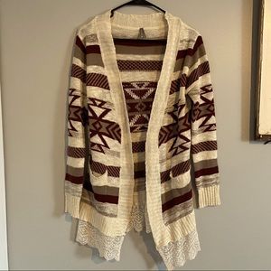 Aztec Cardigan With Lace